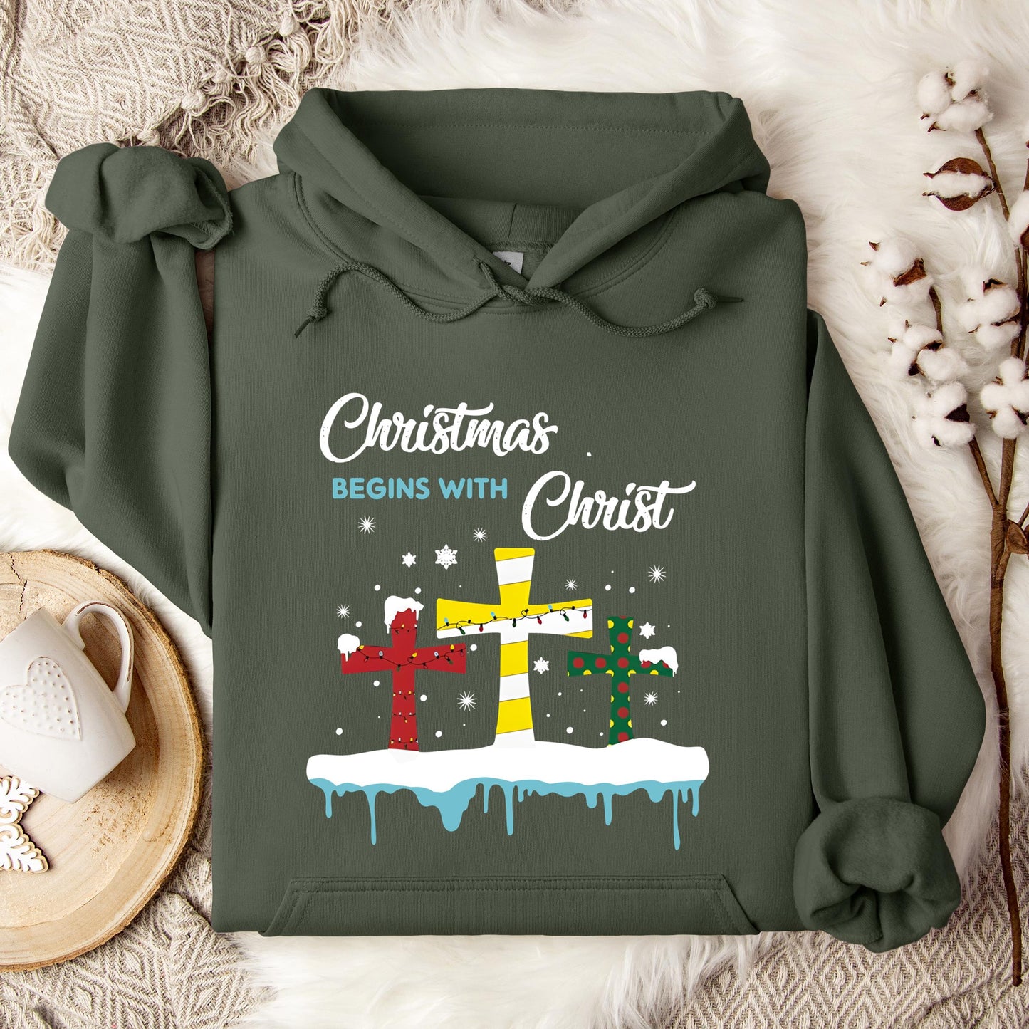 Christmas Begins With Christ Hoodie