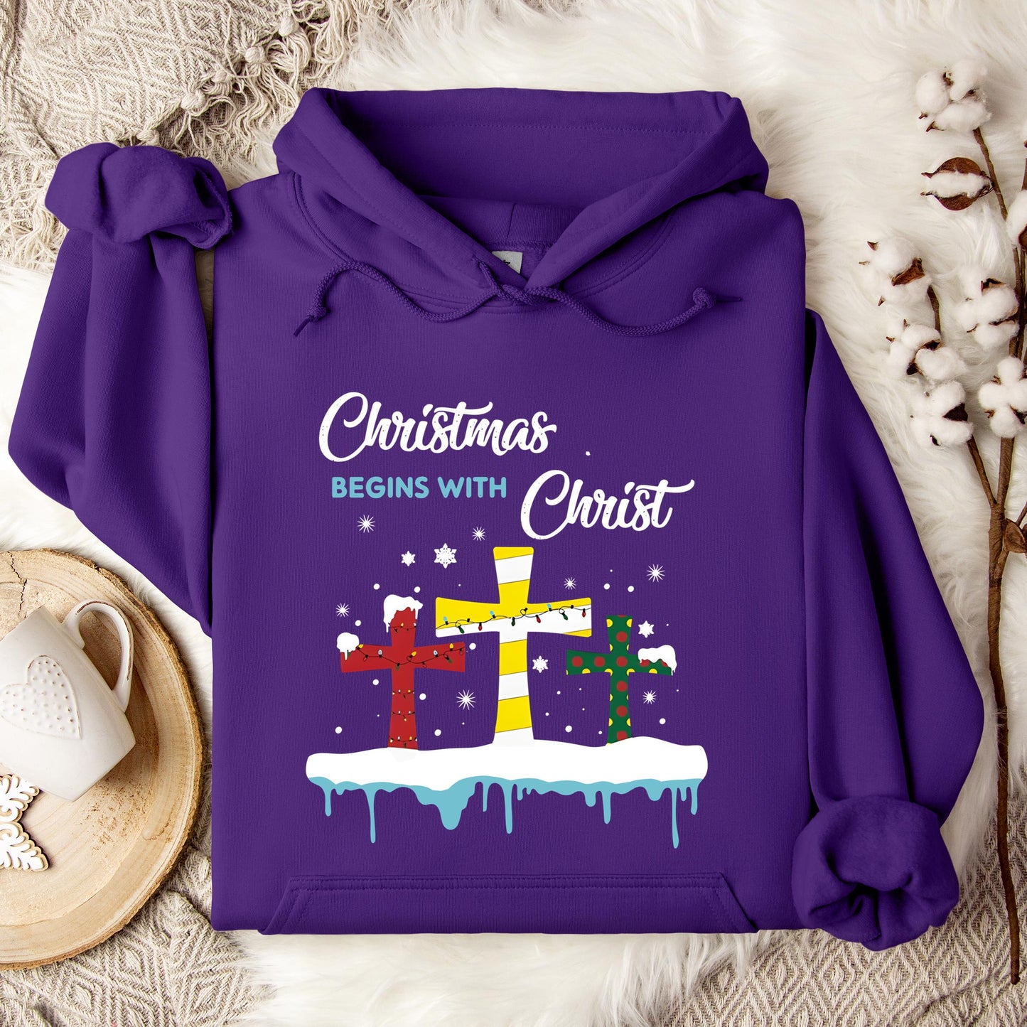 Christmas Begins With Christ Hoodie