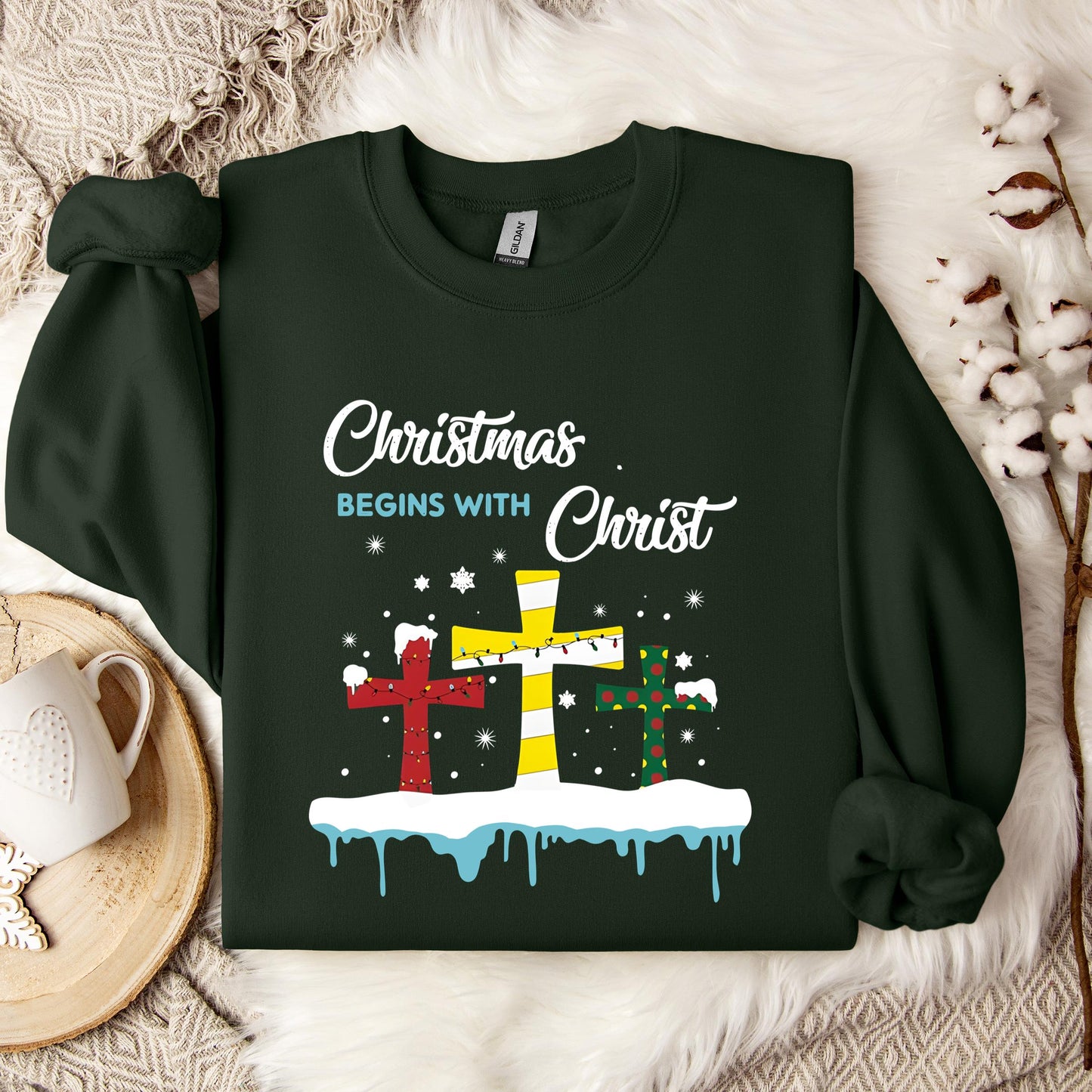Christmas Begins With Christ Sweatshirt