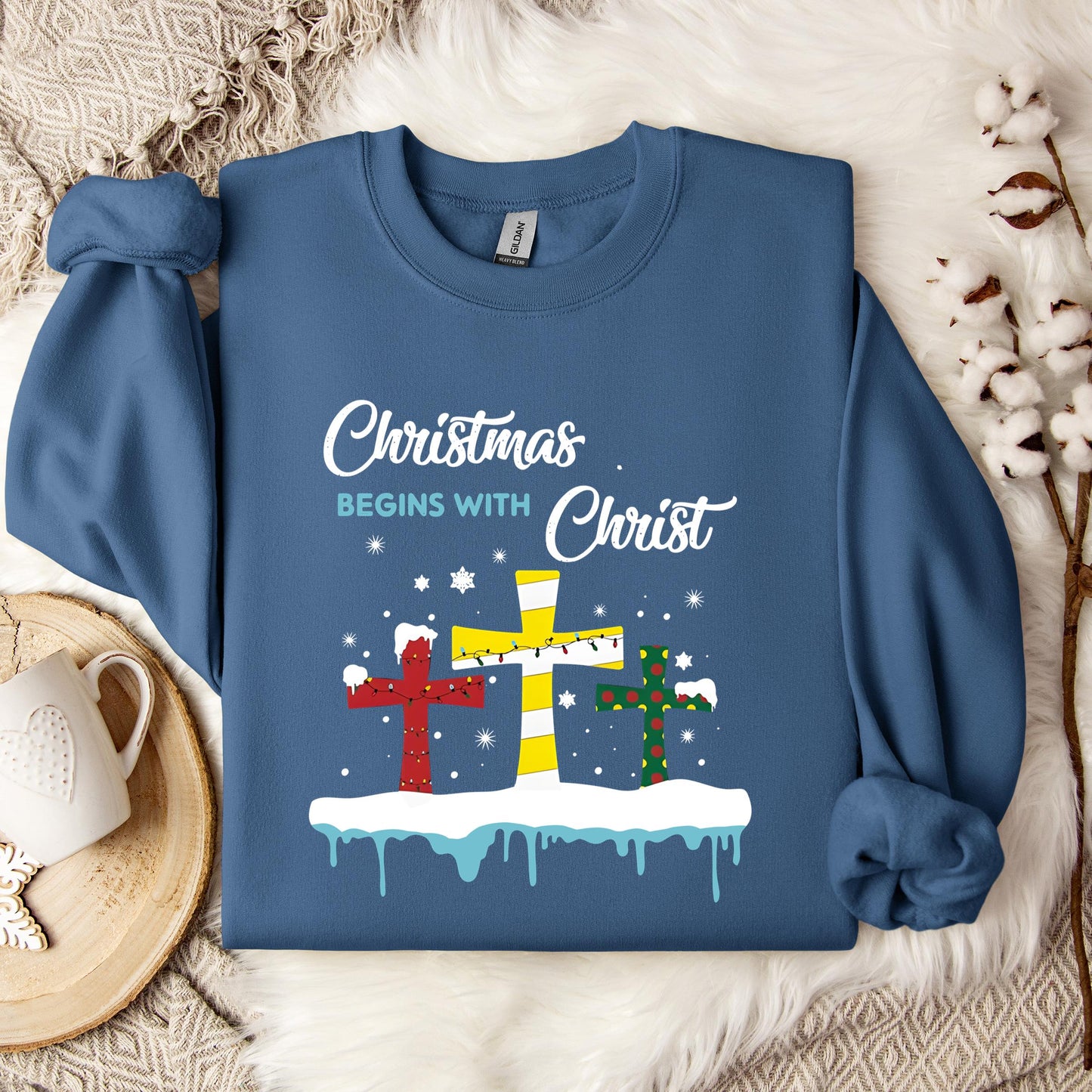 Christmas Begins With Christ Sweatshirt
