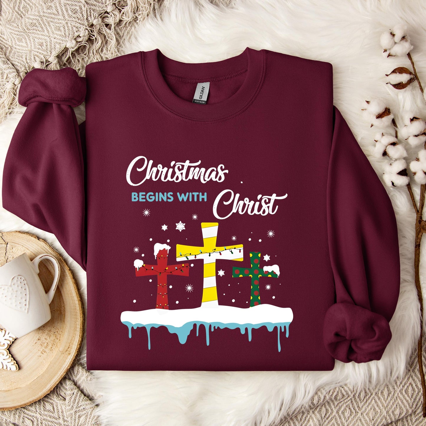 Christmas Begins With Christ Sweatshirt