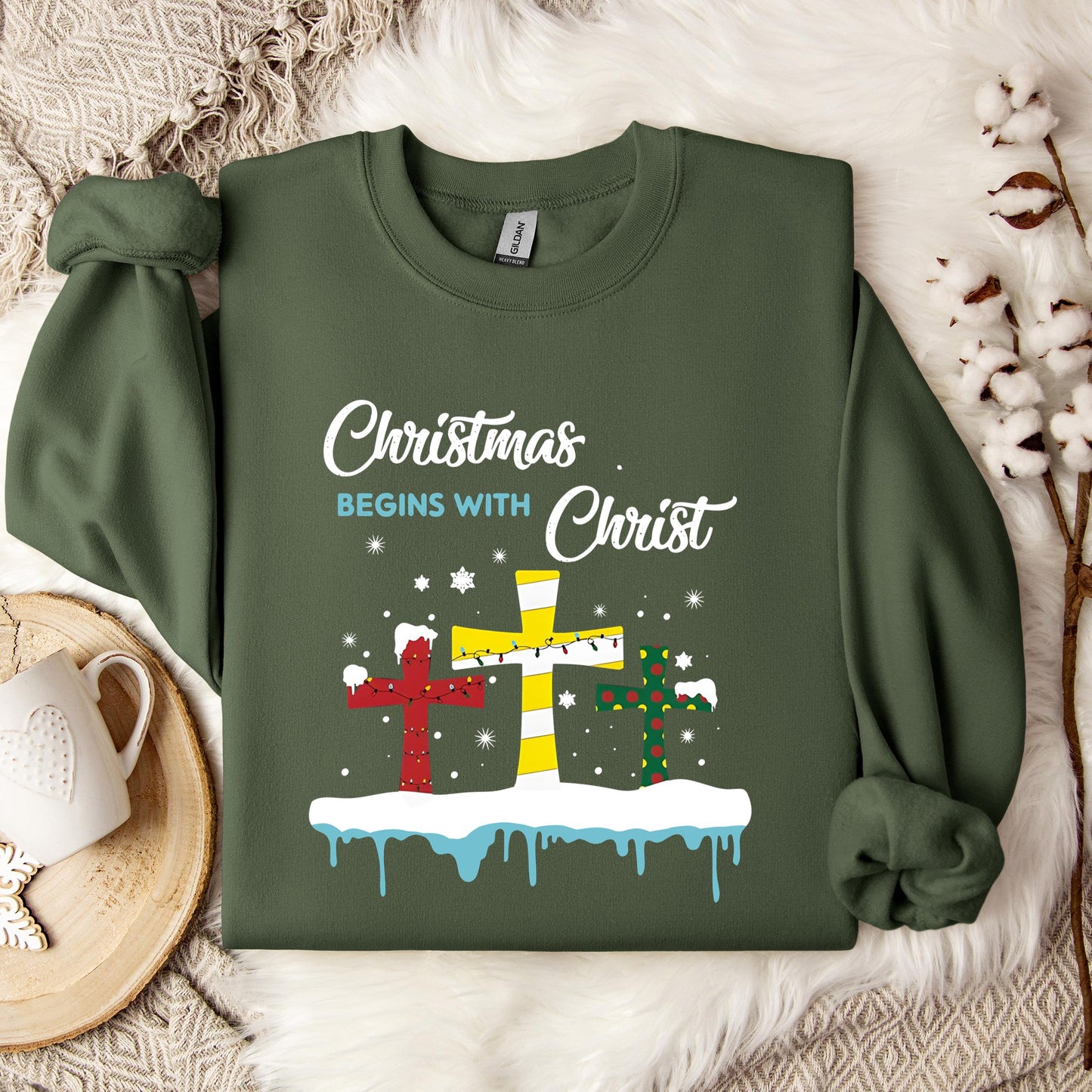 Christmas Begins With Christ Sweatshirt
