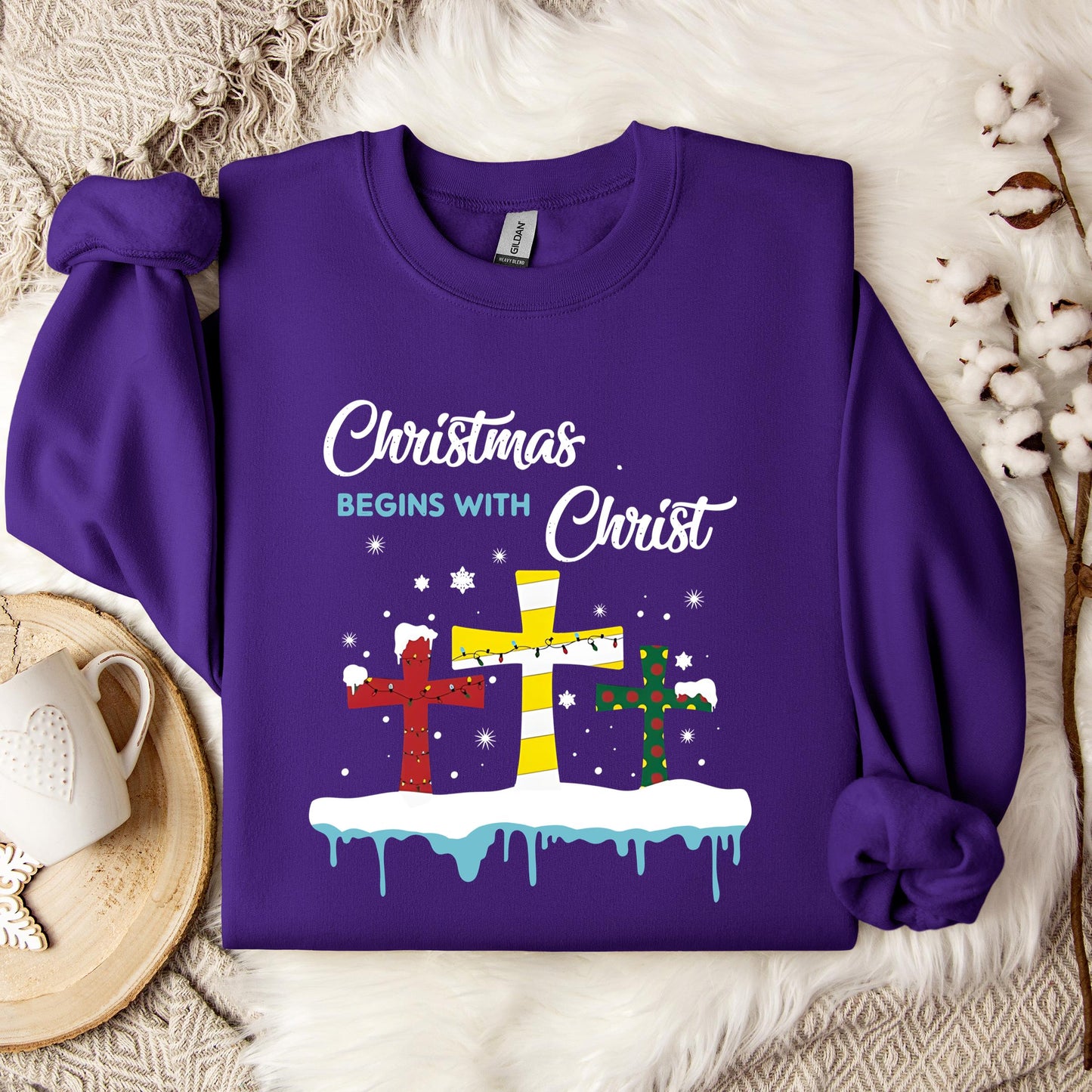 Christmas Begins With Christ Sweatshirt