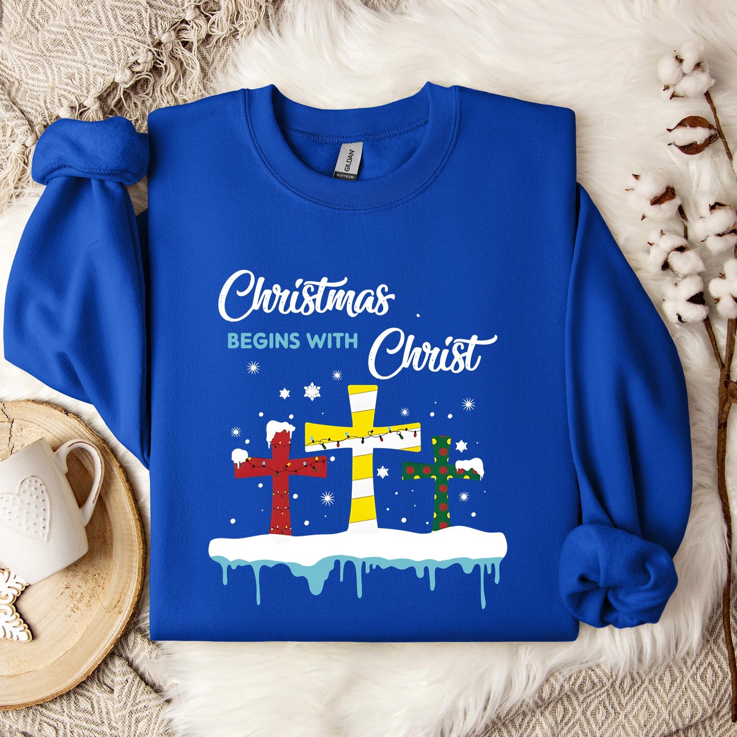 Christmas Begins With Christ Sweatshirt