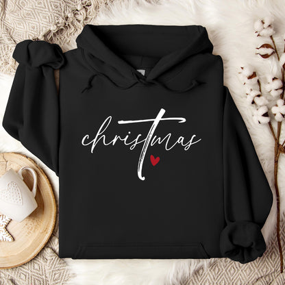 Christmas Cross Heart Hoodie