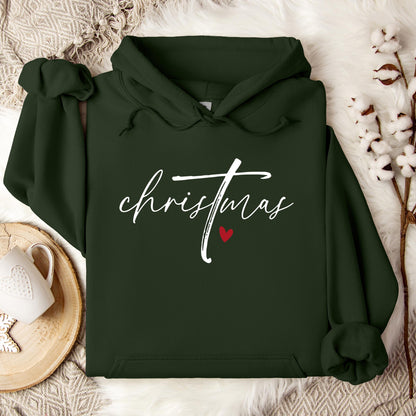 Christmas Cross Heart Hoodie