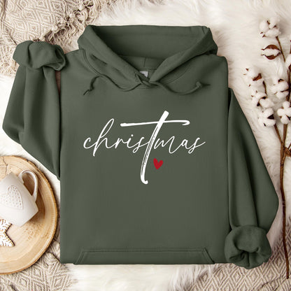 Christmas Cross Heart Hoodie