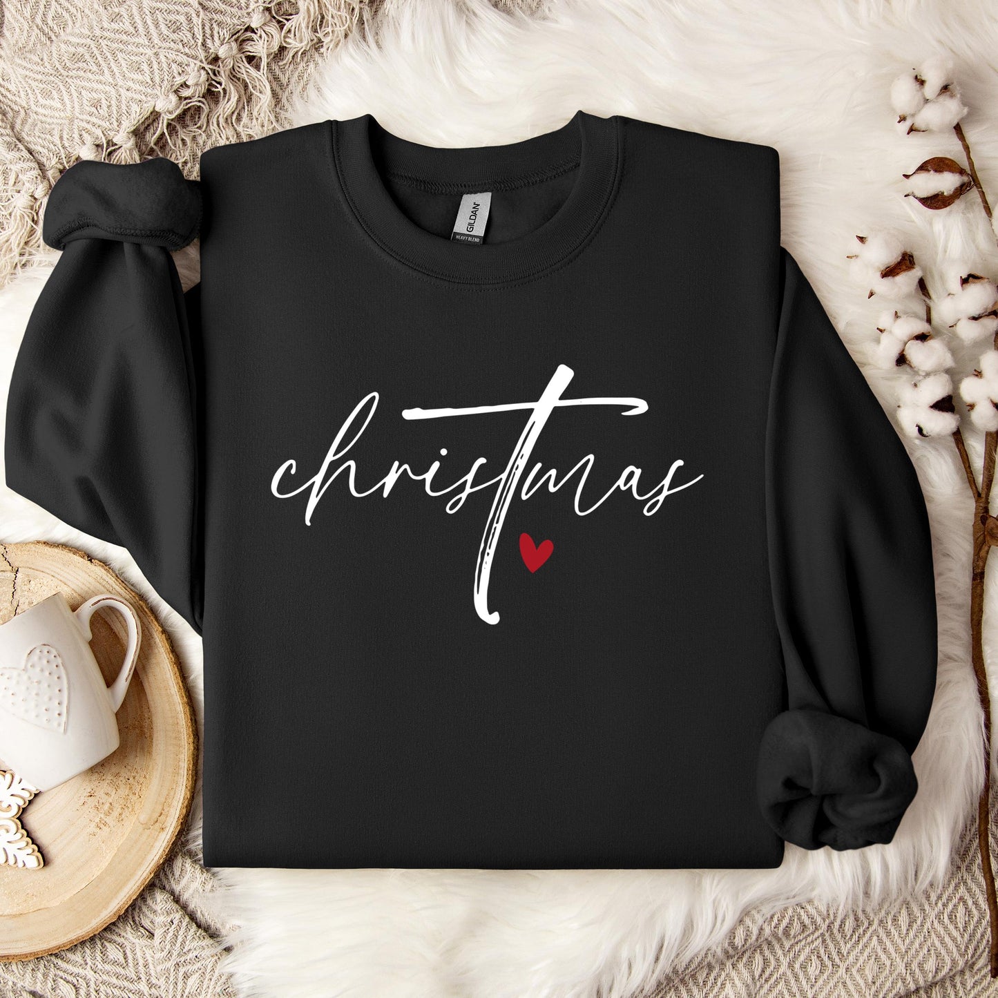 Christmas Cross Heart Sweatshirt