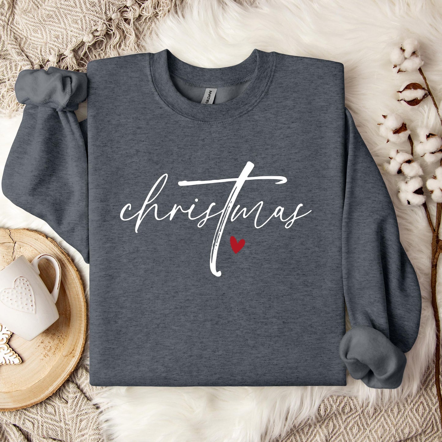 Christmas Cross Heart Sweatshirt