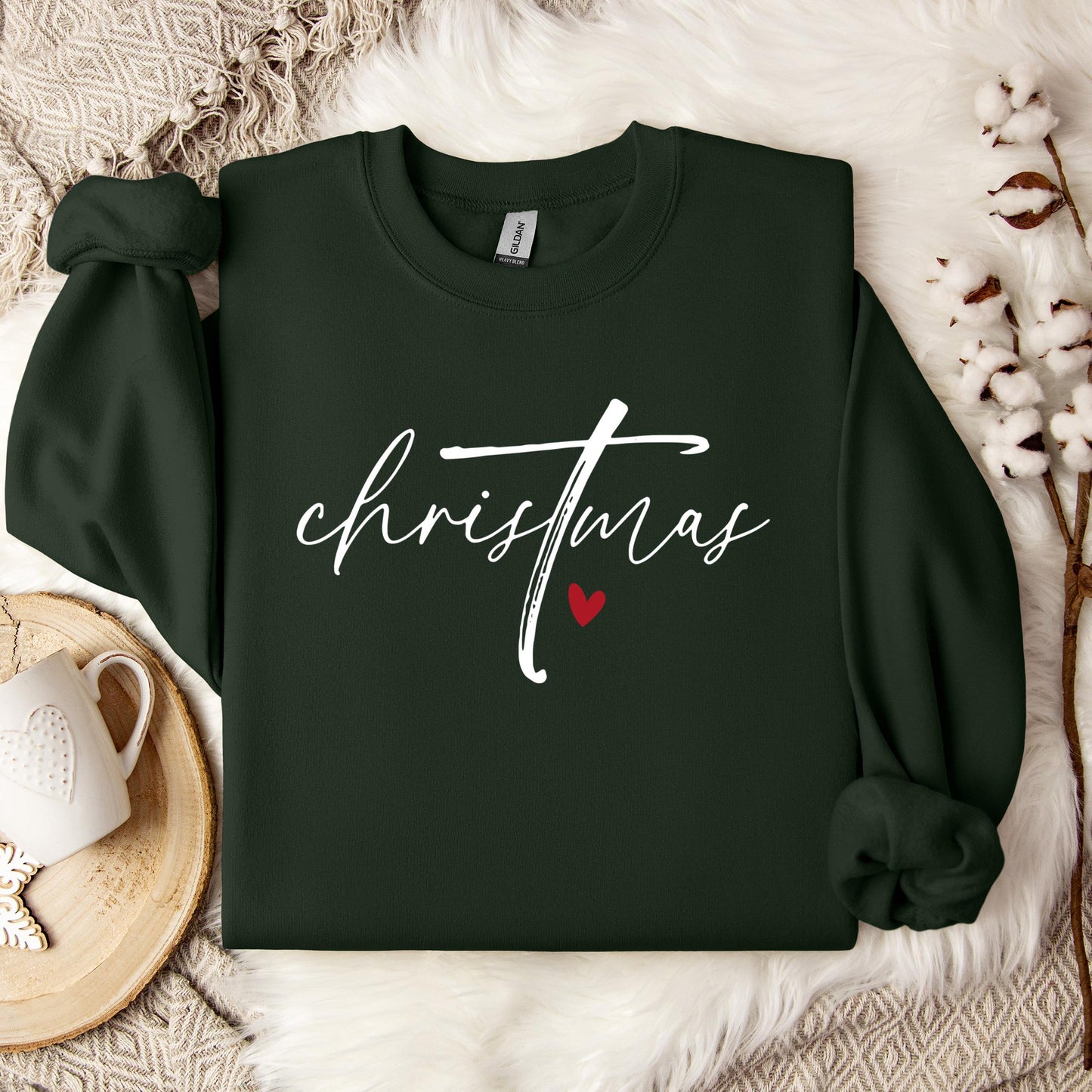 Christmas Cross Heart Sweatshirt