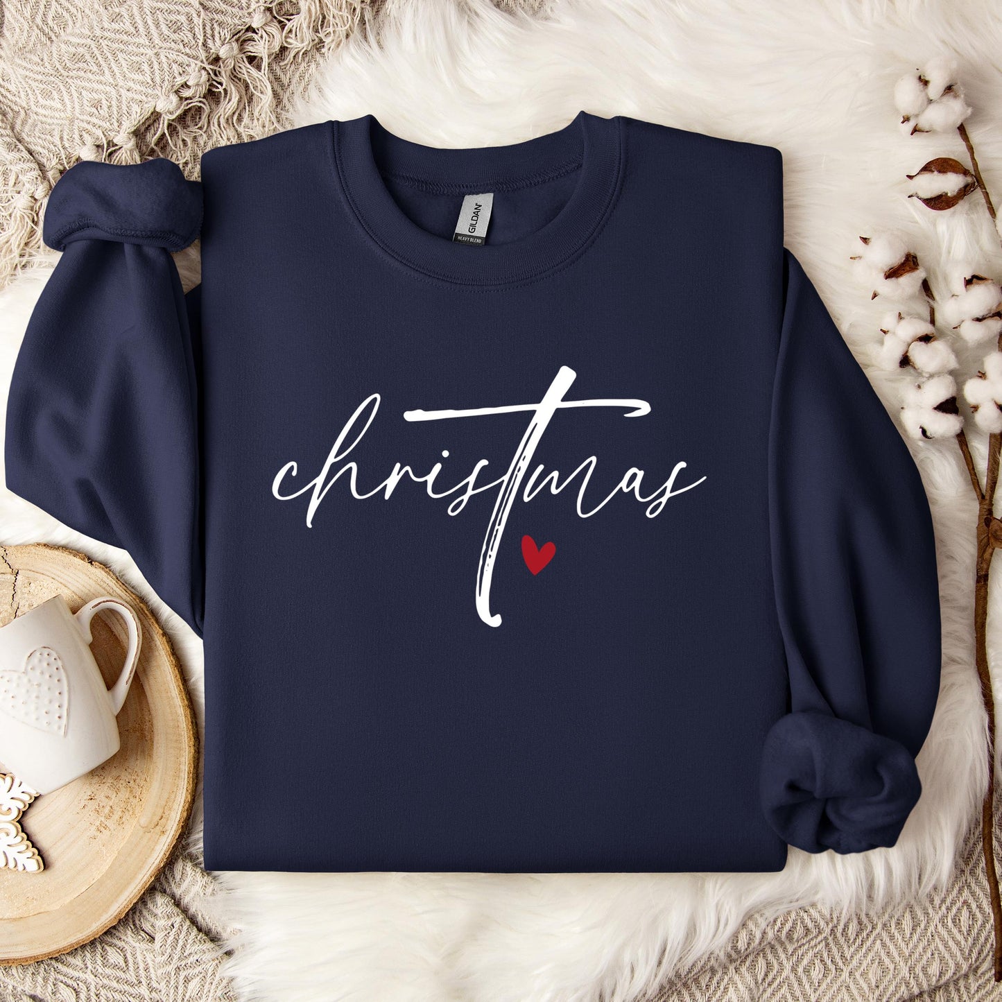 Christmas Cross Heart Sweatshirt