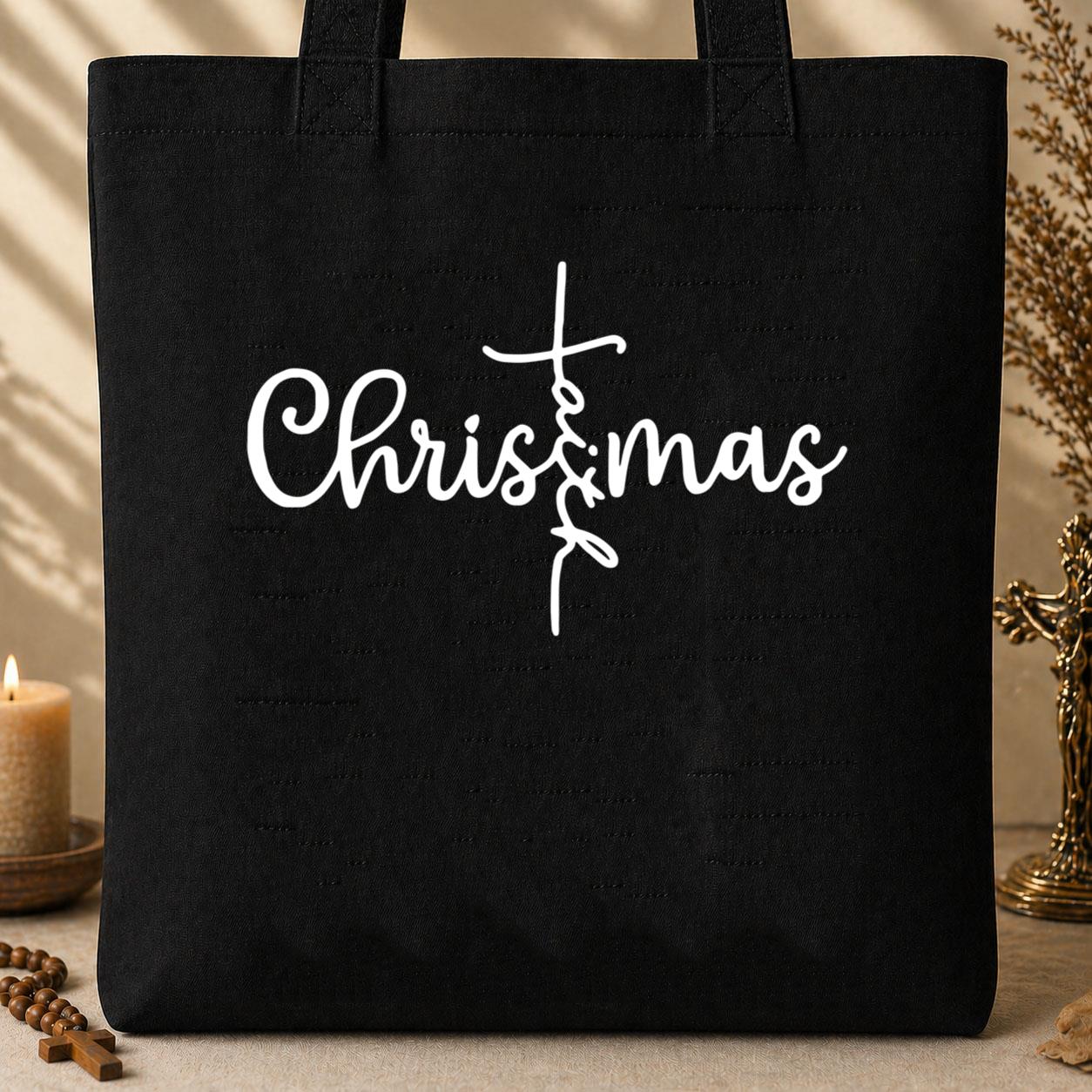 Christmas Faith Cross Tote Bag