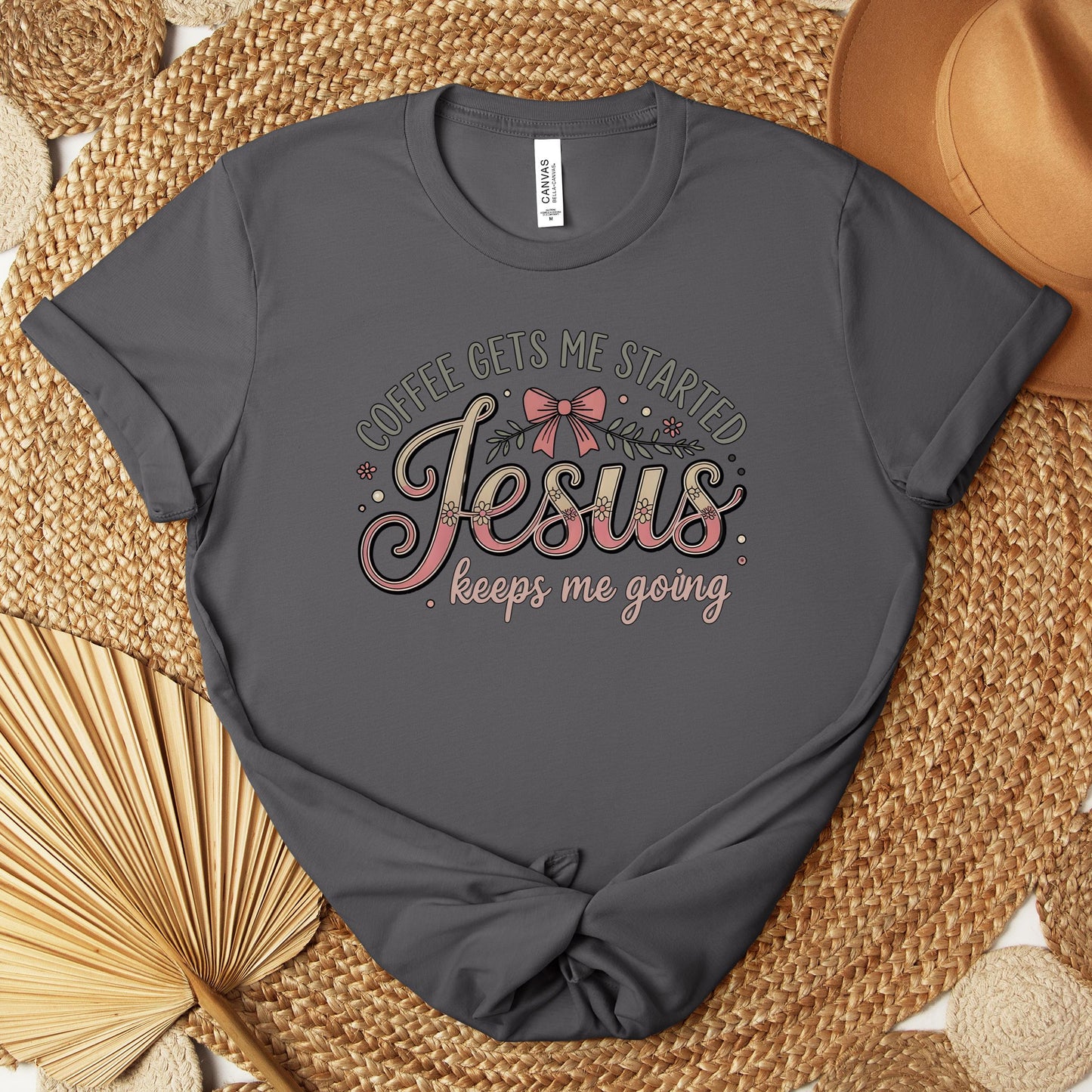 Coffee Gets Me Started Jesus Keeps Me Going 01 Premium T-shirt