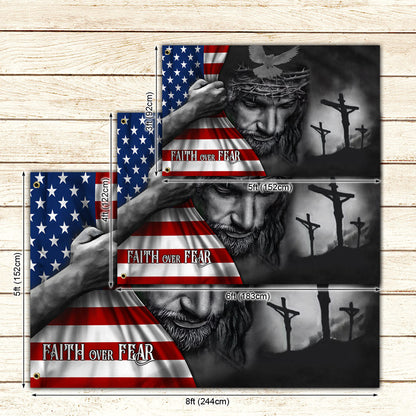 Jesus American Flag Faith Over Fear God Jesus Grommet Flag
