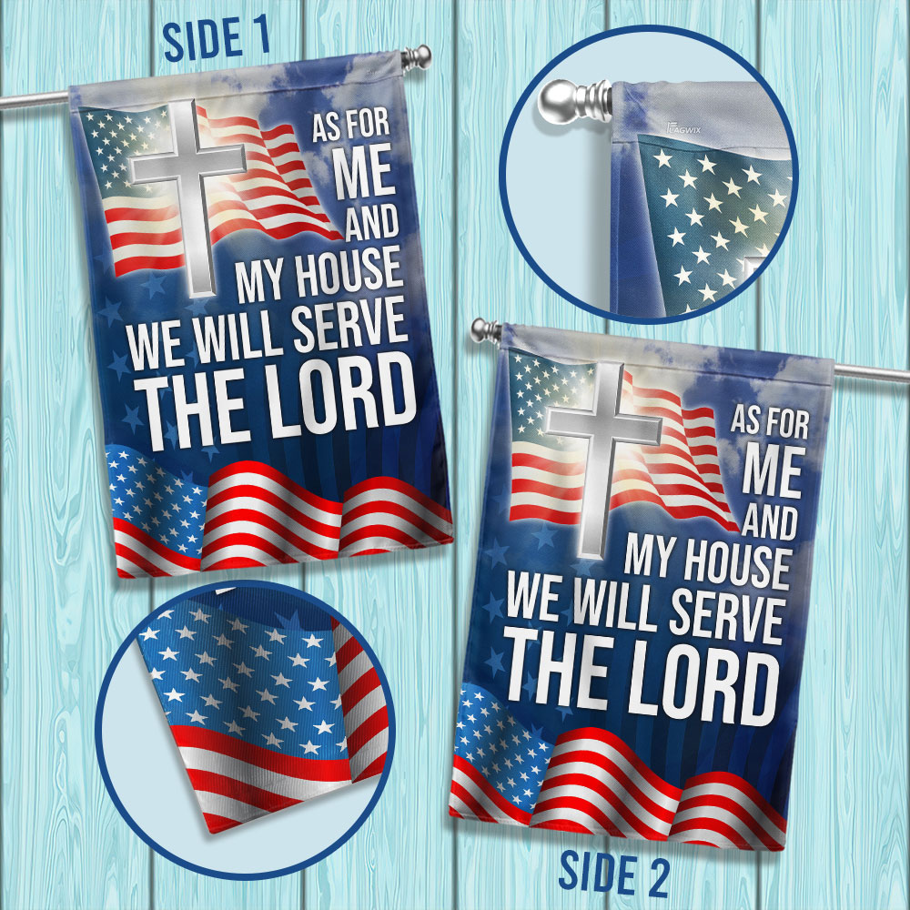 Christian Cross As For Me And My House We Will Serve The Lord Flag
