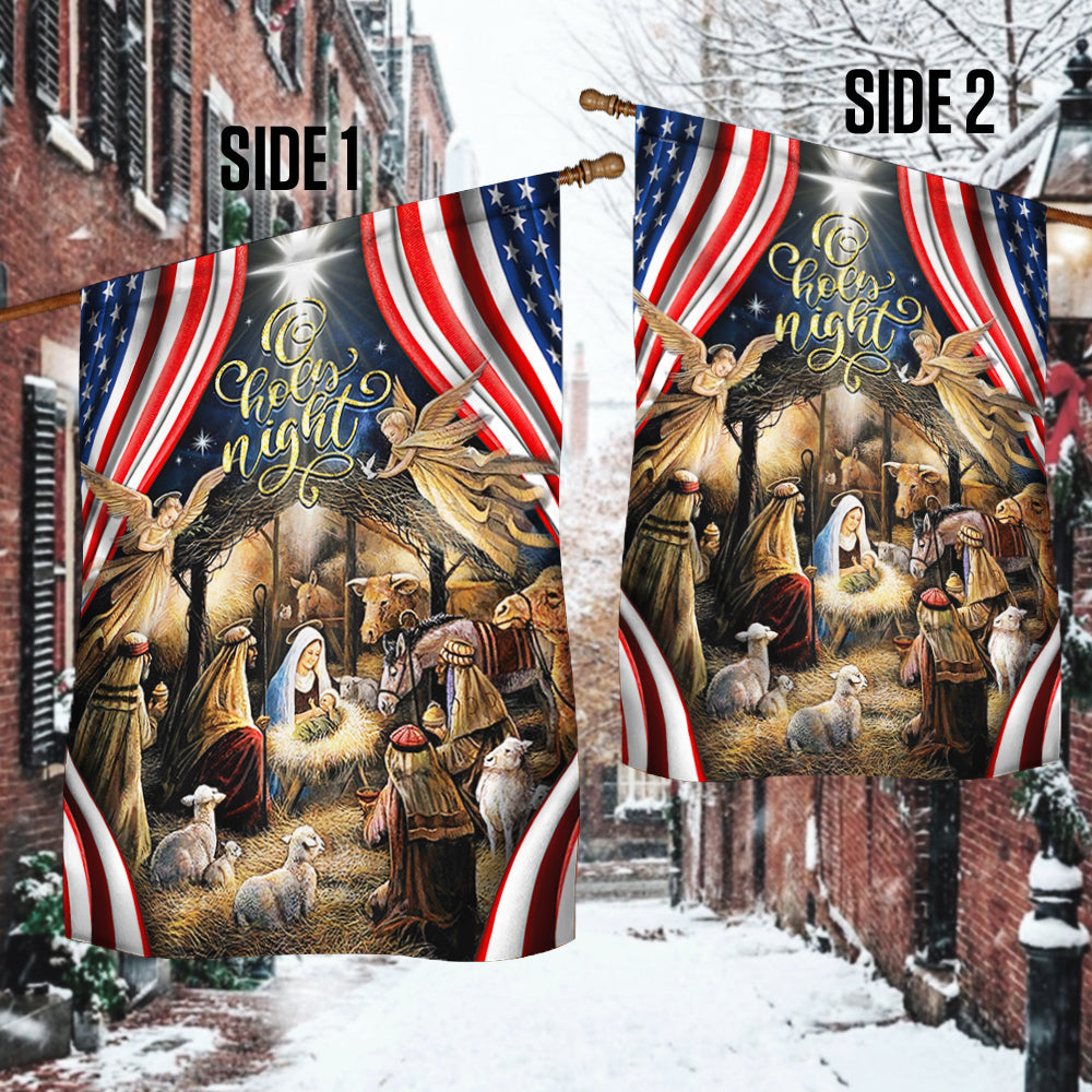 Christmas Silent Night Flag Jesus Is Born