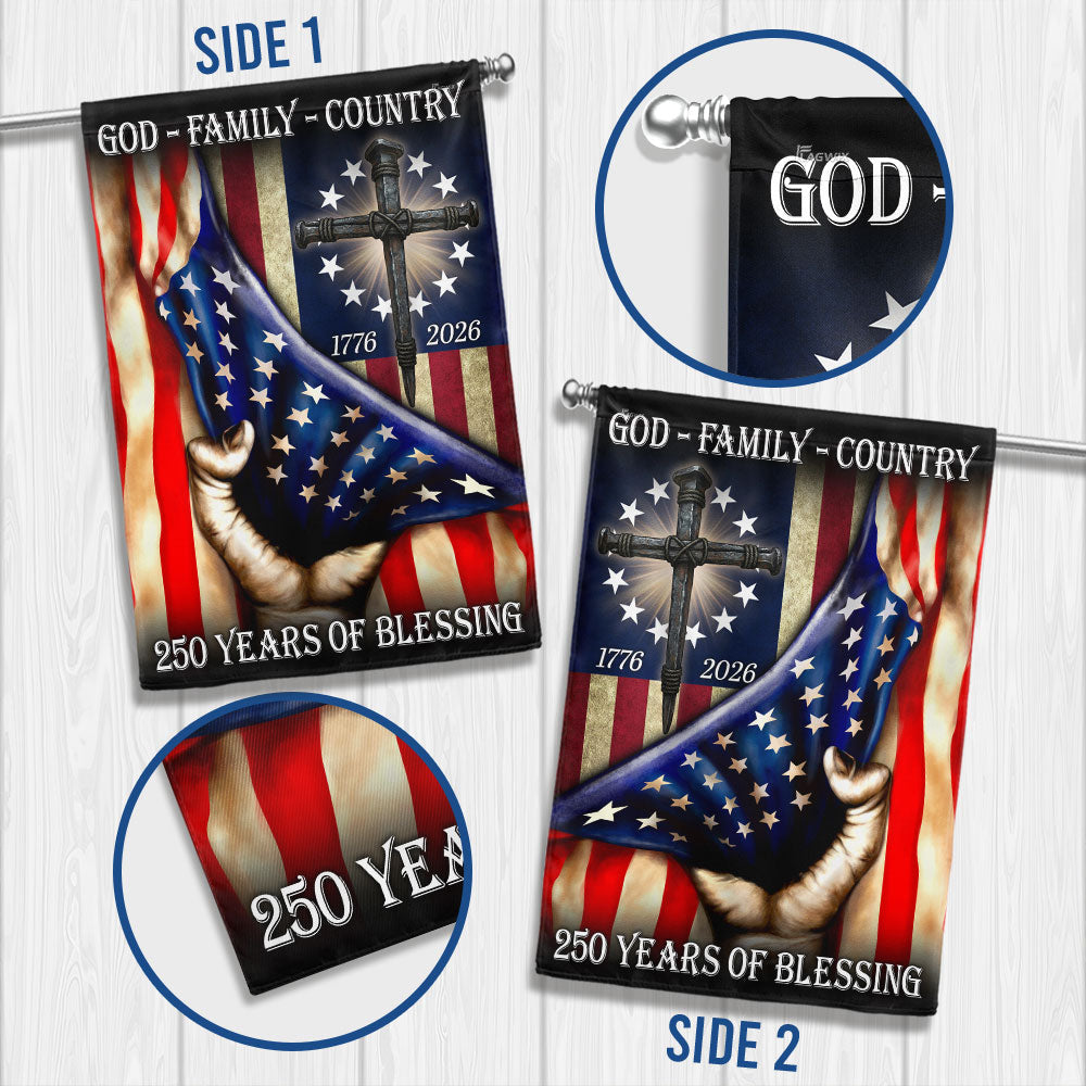 Betsy Ross 250 Years American Flag, God Family Country Patriot 1776 2026