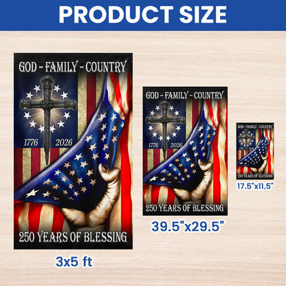 Betsy Ross 250 Years American Flag, God Family Country Patriot 1776 2026