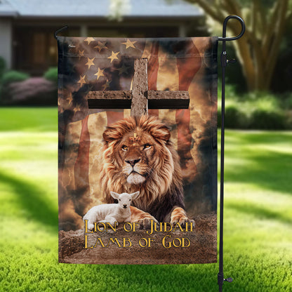 Lion of Judah, Lamb of God Cross American Flag 3 Day-Shipping 3-Day Shipping