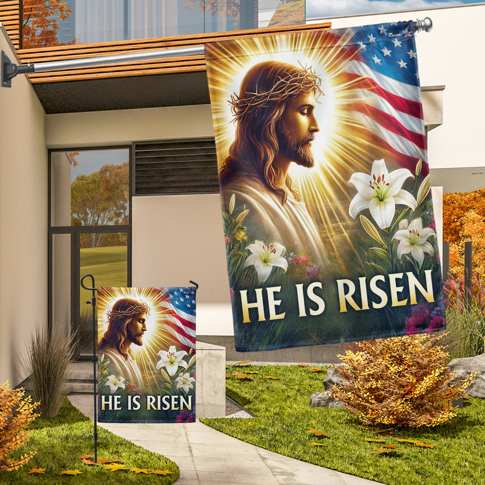 He is Risen Religious Easter Day Flag