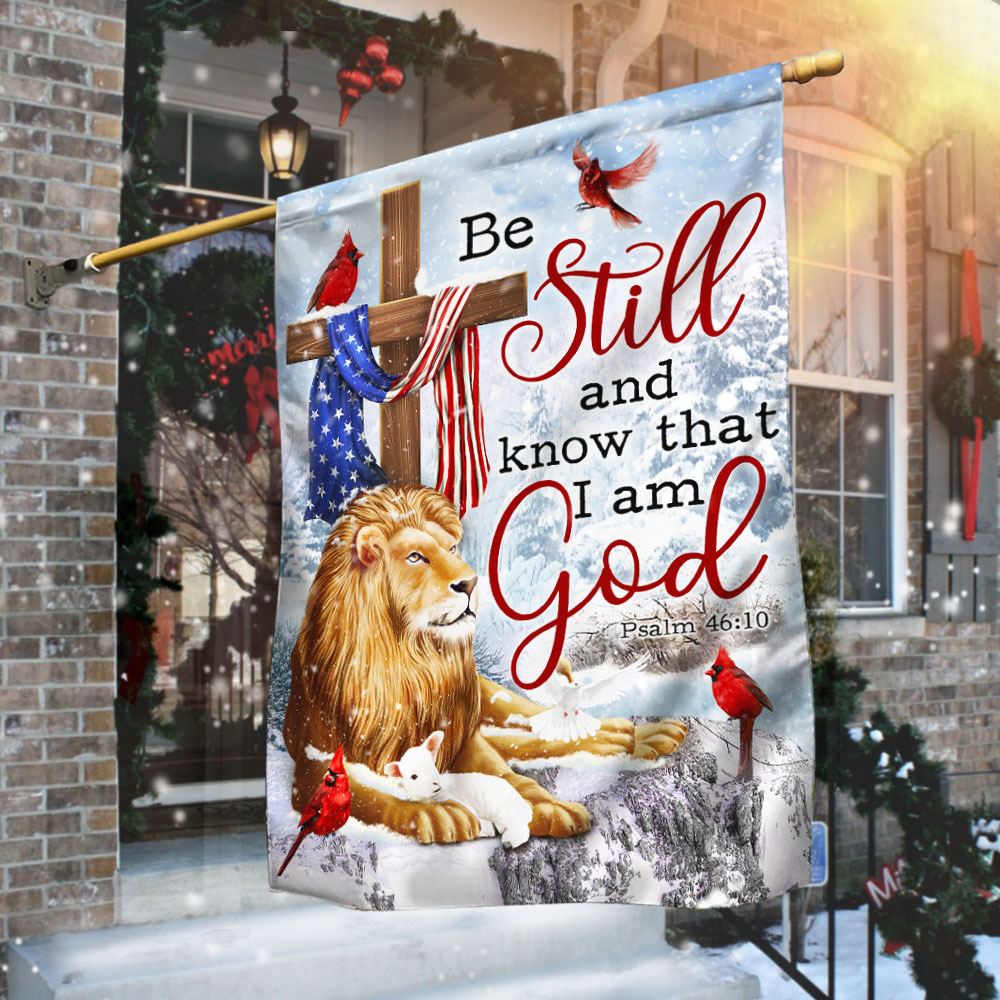 Be Still And Know That I Am God Lion of Judah Christmas Flag