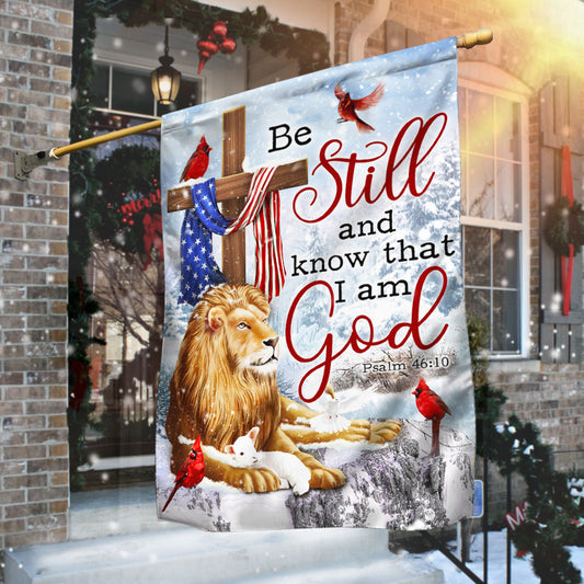 Be Still And Know That I Am God Lion of Judah Christmas Flag