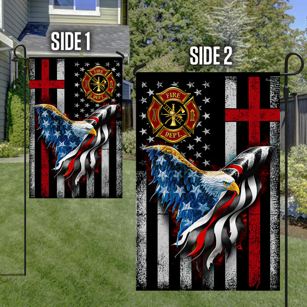 Firefighter, Christian Cross, American Eagle US Flag