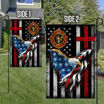 Firefighter, Christian Cross, American Eagle US Flag