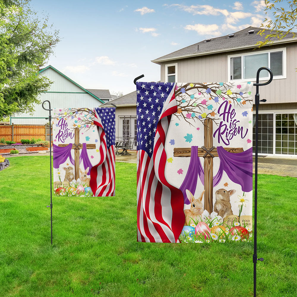 Easter Rabbit Jesus Cross He Is Risen American Flag