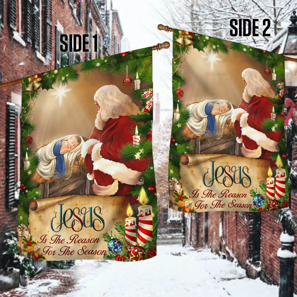 Jesus Flag Santa Claus Jesus Is The Reason For Christmas Season Flag