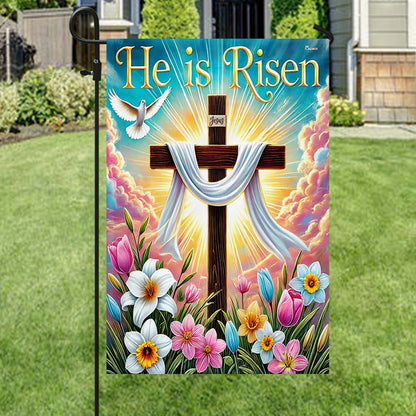 Easter Cross He Is Risen Flag