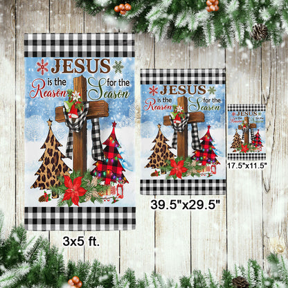 Jesus Is The Reason For The Season Religious Cross Christmas Flag