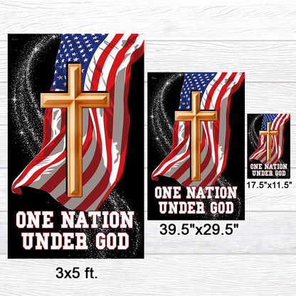One Nation Under God Christian Cross American Flag