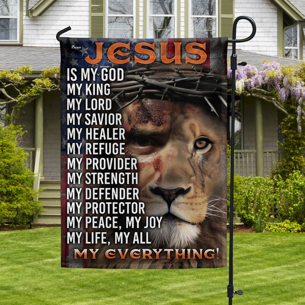 Jesus Is My God, My Everything, Lion Christian Cross Jesus Flag