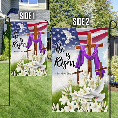 Easter Christian Cross Jesus Christ He Is Risen Flag