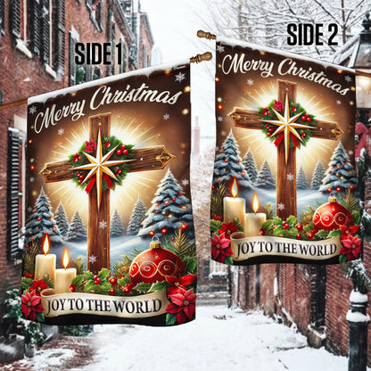 Christian Cross Christmas Flag Joy To The World Jesus Christ Flag