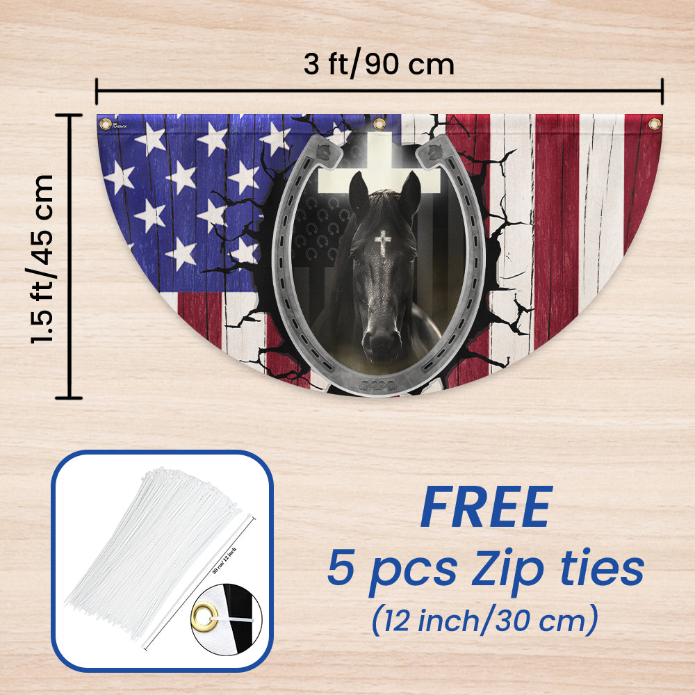 Flagwix American Flag - Happy 4th of july, Christian Patriotic Horse American Non-Pleated Fan Flag