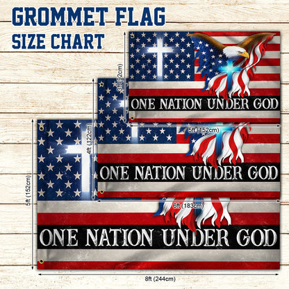 One Nation Under God, Christian Cross, American Flag