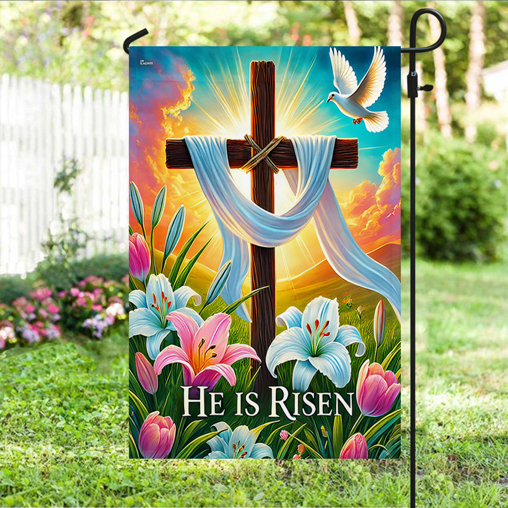 Easter Christian Cross Jesus He Is Risen Flag