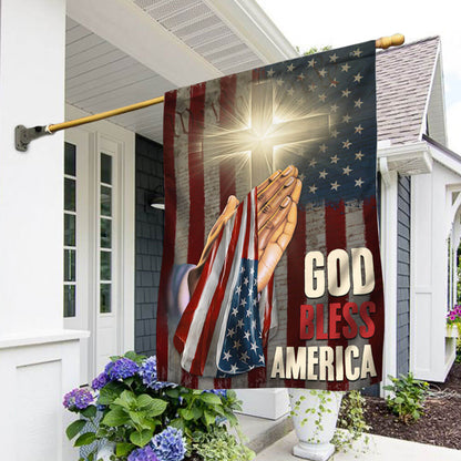 God Bless America Christian Cross Flag