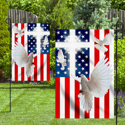 Peace Dove Christian Cross American Flag
