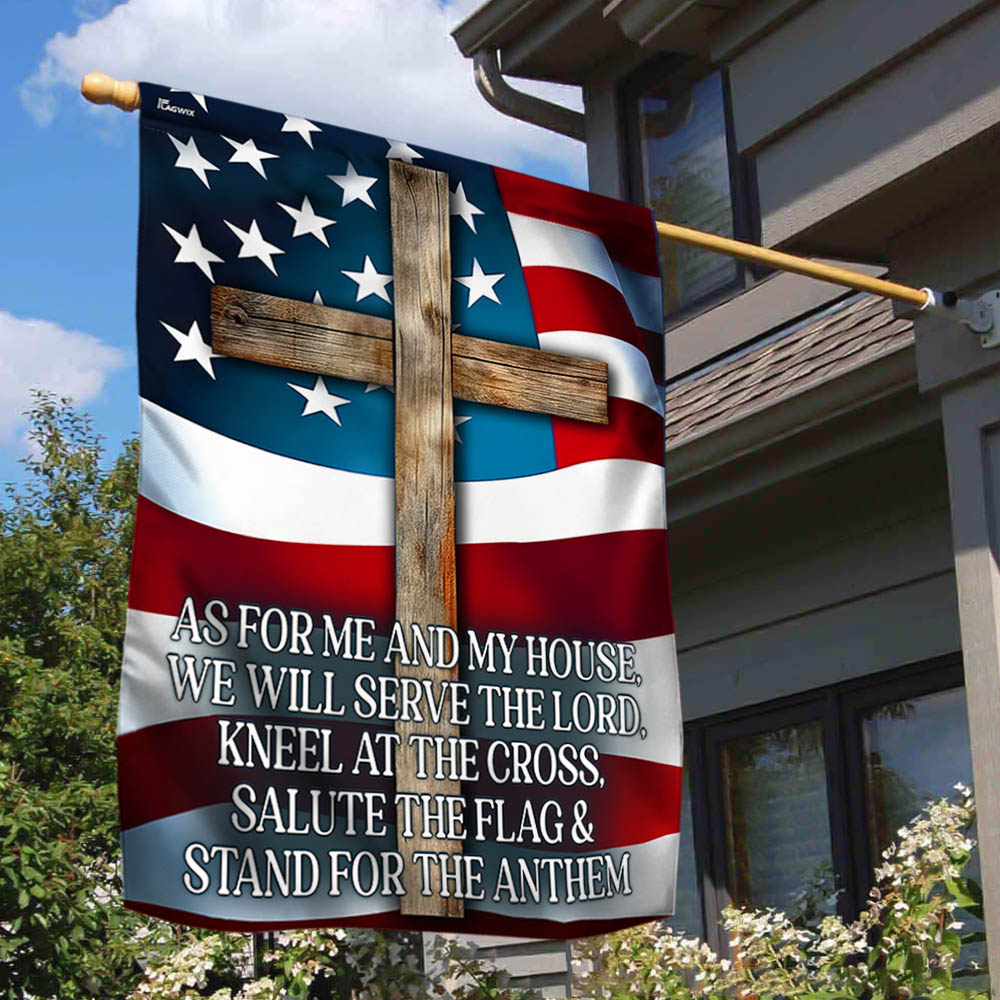 FLAGWIX  Jesus Cross Patriotic Flag As For Me And My House We Will Serve The Lord Flag