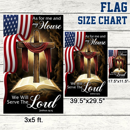 Jesus As For Me And My House, We Will Serve The Lord Jesus Christian Flag  3-Day Shipping