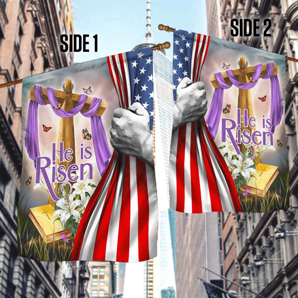 FLAGWIX Easter Christian Cross He Is Risen Flag