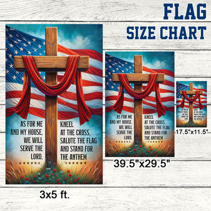 FLAGWIX  Jesus Cross American Flag As For Me And My House We Will Serve The Lord Flag