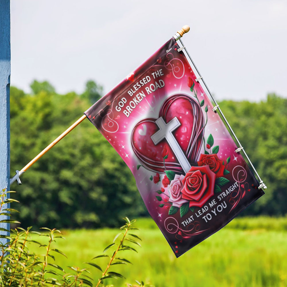 God Blessed Us, Christian Heart Valentine Flag