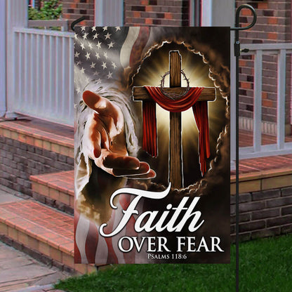 Christian Cross American Flag Faith Over Fear THB3295Fv1