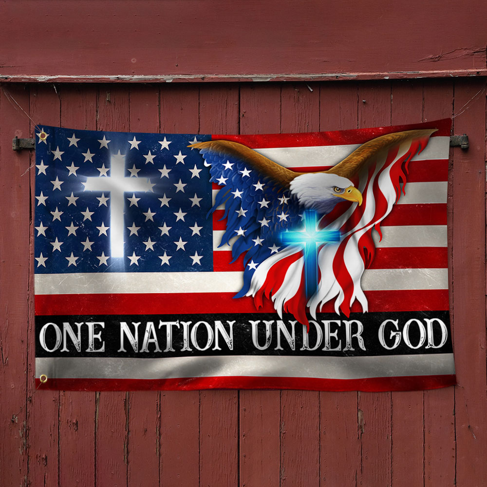 One Nation Under God, Christian Cross, American Flag