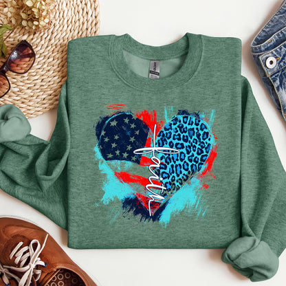 Faith Cross Flag Heart  01