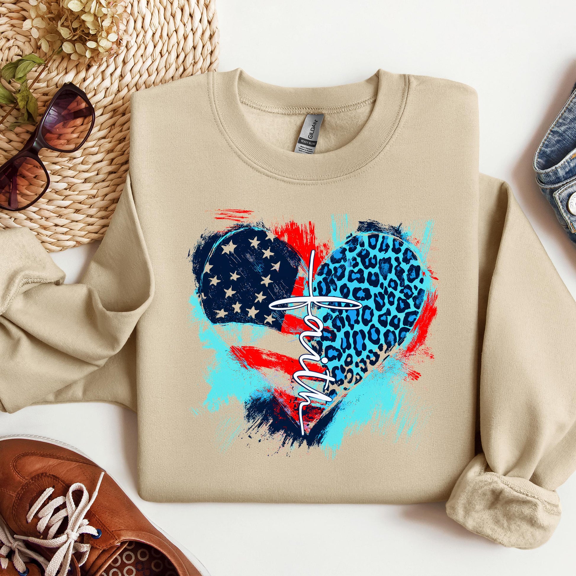 Faith Cross Flag Heart  01